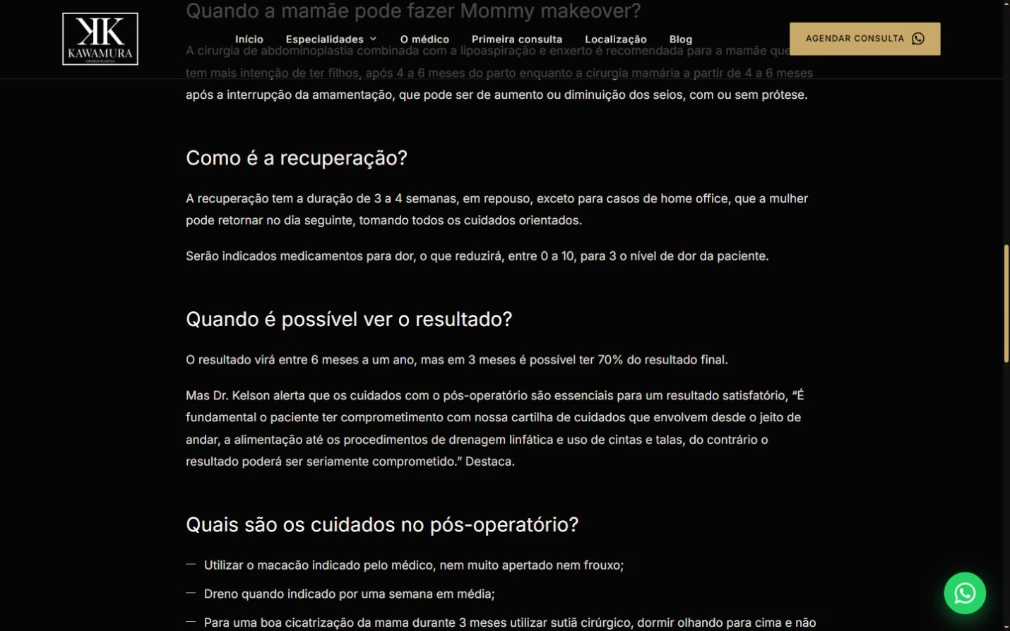 Trecho de artigo com subtítulos, parágrafos e início de lista em fundo escuro.