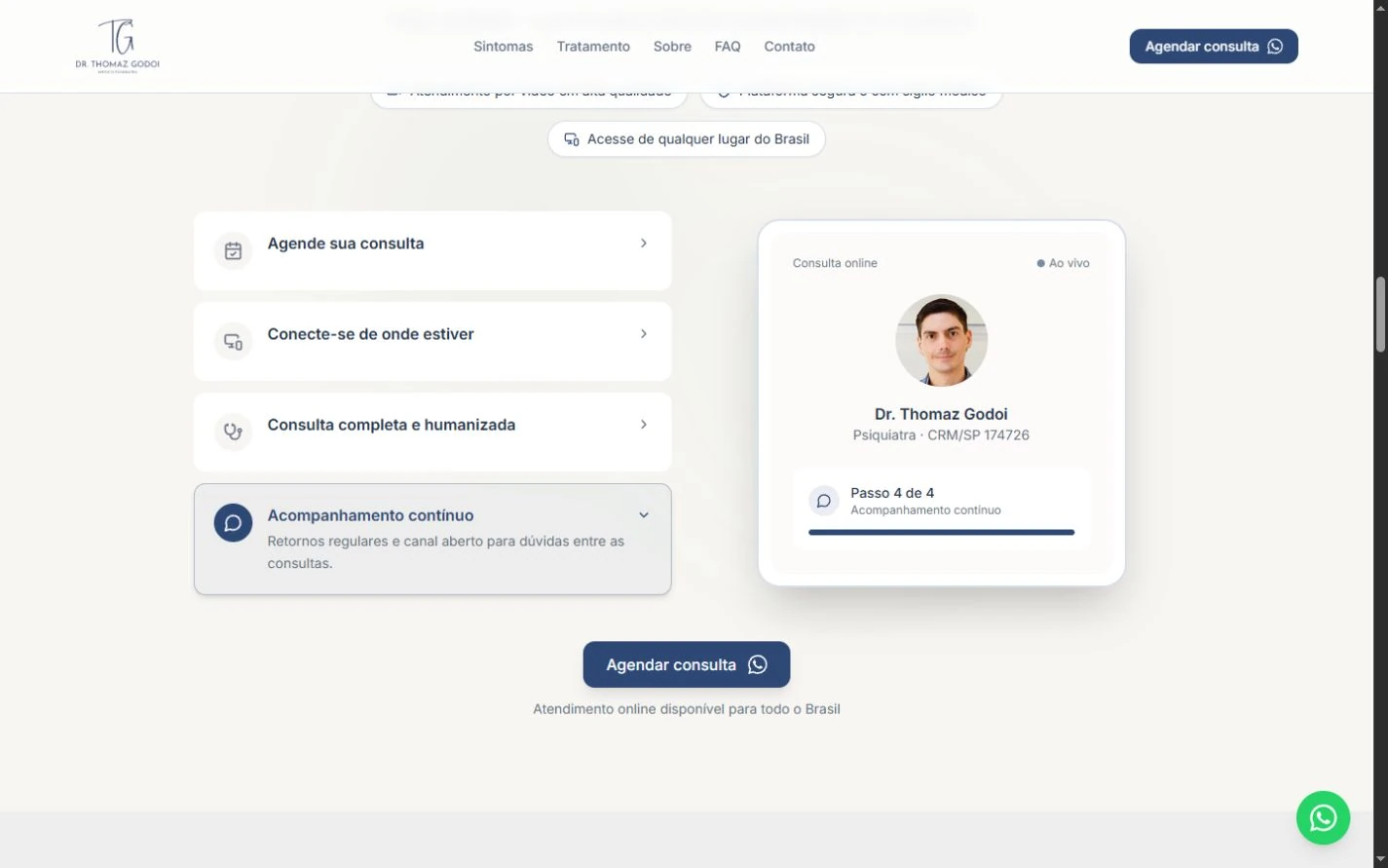 Quarta etapa selecionada à esquerda e prévia explicativa com Passo 4 de 4 e barra preenchida à direita.