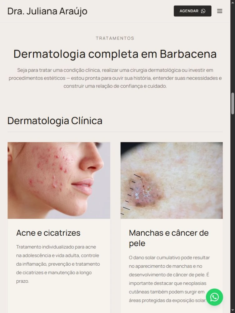 Tratamentos em largura de tablet, com título de grupo e dois cards lado a lado, com imagens e textos.