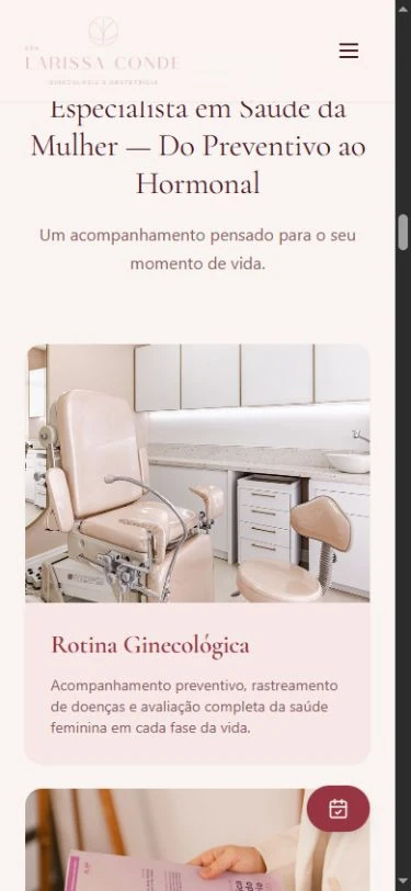 Título das áreas de atuação e primeiro card em uma coluna, com parte do card seguinte abaixo.