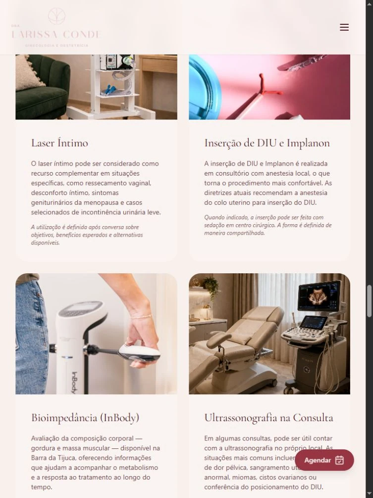 Procedimentos em duas colunas no tablet, com textos, imagens parcialmente enquadradas e botão fixo.