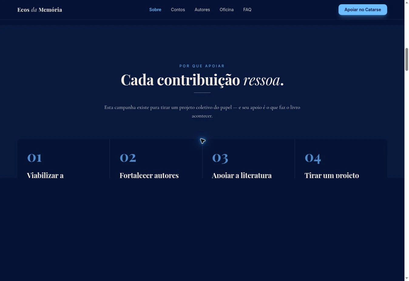 Seção com título e quatro razões numeradas para apoiar o projeto.