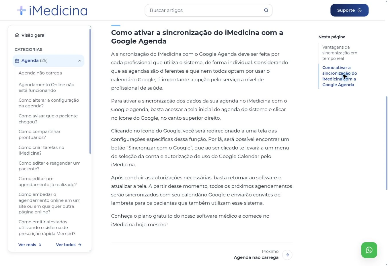 Seção interna de um artigo no desktop, com item ativo no índice lateral.