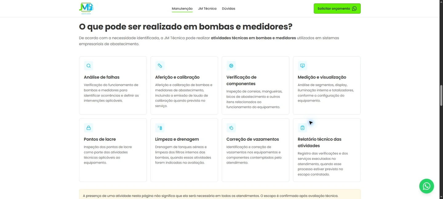 Oito cards de atividades técnicas em quatro colunas, com título, descrição e início da nota de avaliação na base.