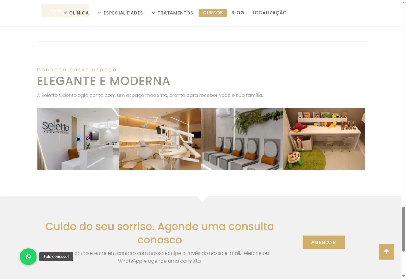 Galeria com quatro fotos do espaço da Seletto e, abaixo, chamada para agendamento com botão Agendar.