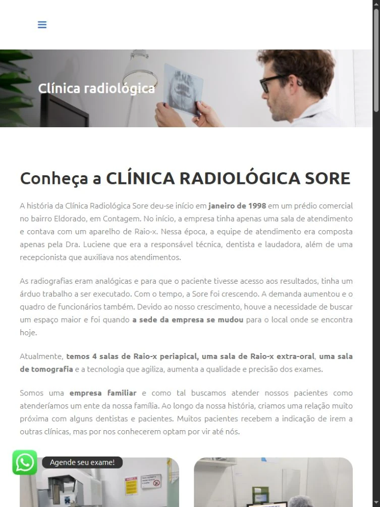 Apresentação institucional da SORE no tablet com cabeçalho fotográfico, texto e início da galeria.